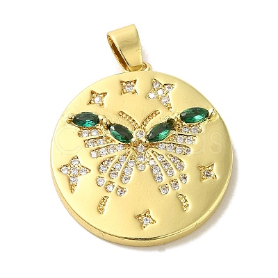 Brass Micro Pave Cubic Zirconia Pendants KK-Z042-26G-01-1