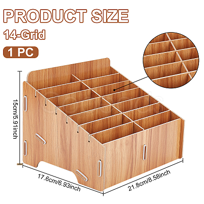 14-Grid Detachable Wooden Cell Phone Storage Box AJEW-WH0348-154C-1