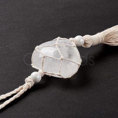 Natural Quartz Crystal Pendant Decorations HJEW-E579-01B-1