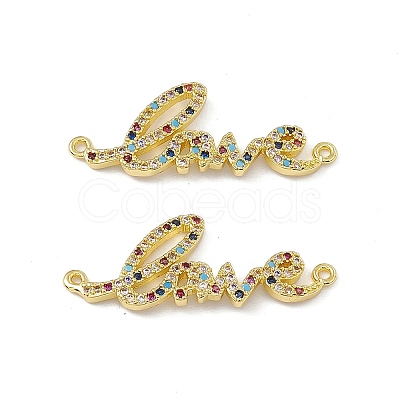 Brass Micro Pave Cubic Zirconia Connector Charms KK-E068-VC082-1