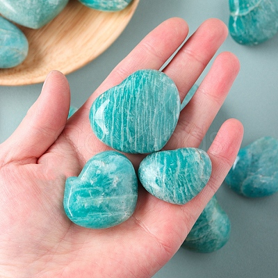 Natural Amazonite Heart Palm Stones PW-WG21258-01-1