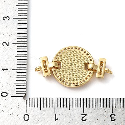 Rack Plating Brass Micro Pave Cubic Zirconia Flat Round Connector Charms KK-K385-100G-02-1