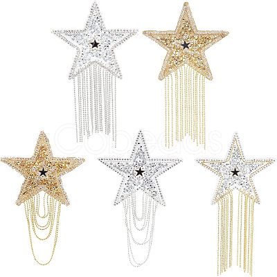 Fingerinspire 5Pcs 5 Style Glitter Enamel Hotfix Crystal Rhinestone DIY-FG0002-40-1