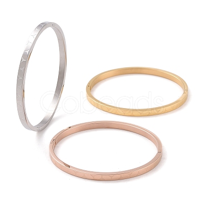 3Pcs 3 Color 304 Stainless Steel Grooved Bangles Set BJEW-F464-10-1