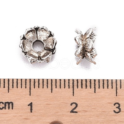 Buddhist Jewelry Findings Tibetan Style Lotus Double Sided Bead Caps PALLOY-O042-03-1