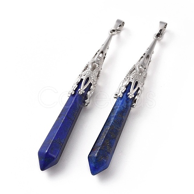 Natural Lapis Lazuli Big Pointed Pendants G-G797-05P-05-1