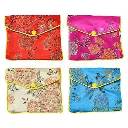 Rectangle Floral Embroidery Cloth Zipper Pouches ABAG-YW0001-03C-1