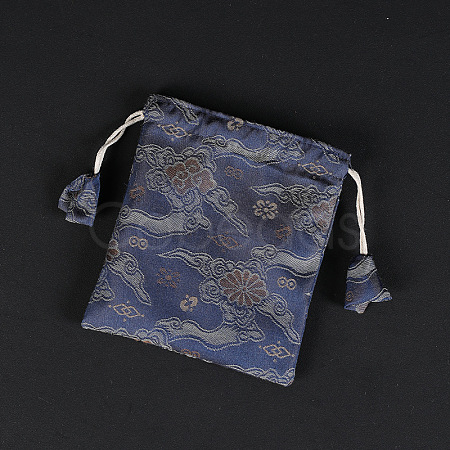 Rectangle Chinese Style Cloth Jewelry Drawstring Gift Bags for Earrings PAAG-PW0007-07A-1