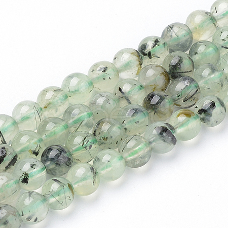 Natural Prehnite Beads Strands X-G-Q961-03-6mm-1