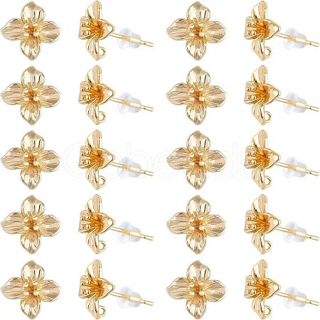 SUPERFINDINGS 20Pcs Brass Stud Earring Findings KK-FH0004-63-1