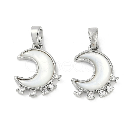 Natural White Shell Moon Pendants KK-U043-23P-02-1