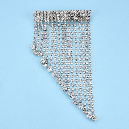 Crystal Rhinestone Tassel Lapel Pin JEWB-T002-46S-1