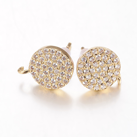 Brass Micro Pave Cubic Zirconia Stud Earring Findings ZIRC-E132-13A-G-1