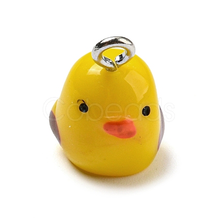 Opaque Resin Chick Charms with Platinum Plated Iron Loops FIND-M012-03-1