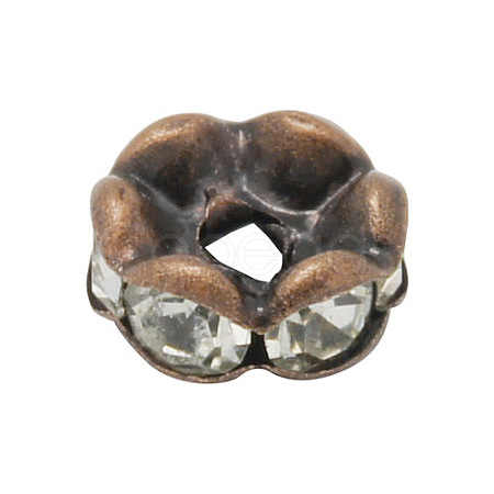 Brass Rhinestone Spacer Beads X-RB-A014-L6mm-01R-NF-1