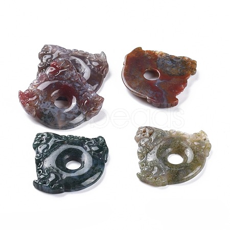 Chinese Style Natural Indian Agate Carved Pendants G-H231-01-1