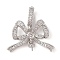 Brass Micro Pave Cubic Zirconia Peg Bails, Bowknot, Platinum, 17x24.5x4mm, Pin: 0.8mm