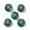 Synthetic Malachite Beads, with Golden Tone Brass Slices, Flat Round with Letter, Letter K, 15x5mm, Hole: 1.4mm