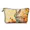 Rabbit Print Polyester Cosmetic Zipper Pouches, Waterproof Clutch Bag, Toilet Bag for Women, Light Khaki, 21x18x13.5cm