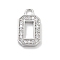 Brass Micro Pave Clear Cubic Zirconia Pendants, Number Charms, Number 0, 12x7x1mm, Hole: 1.5mm