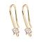 Brass Micro Pave Cubic Zirconia Earring Hooks, Fishhook, Golden, 18x8.5x3.5mm, Hole: 1mm