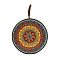 Flat Round with Mandala Pattern Ceramic & Cork Cup Coaster, Heat Resistant Pot Mats, for Home Kitchen, Chocolate, 160mm