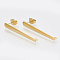 201 Stainless Steel Stud Earring Findings, with Loop and 304 Stainless Steel Pins, Golden, 35x4mm, Hole: 1.5mm, pin: 0.7mm