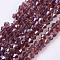 Glass Beads Strands, AB Color Plated, Faceted, Bicone, Plum, 4x4mm, Hole: 1mm, about 82~85pcs/strand, 30.5~31cm