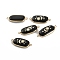 Natural Obsidian Oval Connector Charms, with Golden Tone Brass Sun Moon Slices, 27.5x11.3mm