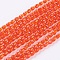 Faceted Glass Beads Strands, teardrop, Orange Red, 5x3mm, Hole: 0.5mm, about 85~95pcs/strand, 16.5~18.7 inch(42~47.5cm)