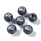 Animal Themes Printed Wood European Beads, Large Hole Round Beads with Sloth Pattern, Marine Blue, 19x18mm, Hole: 4mm