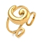 304 Stainless Steel Finger Ring, Real 18K Gold Plated Cuff Ring, Letter G, Inner Diameter: 18mm, Letter: 14~15x6.5~19mm