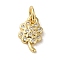 Brass Micro Pave Clear Cubic Zirconia Pendants, Clover, Real 18K Gold Plated, 11x6.5x1.7mm, Hole: 3.2mm