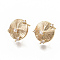 Brass Cubic Zirconia Stud Earring Findings, with Loop, Flat Round, Nickel Free, Real 18K Gold Plated, 12.5x12.5mm, Hole: 1.2mm, Pin: 0.8mm