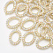 ABS Plastic Imitation Pearl Pendants, with Crystal Rhinestone and Alloy Findings, Oval, Light Gold, 32x23x4mm, Hole: 1.6mm