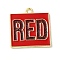 Alloy Enamel Pendants, Golden, Word Red, Rectangle, 21x20x1.5mm, Hole: 1.6mm