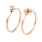 Flower 304 Stainless Steel Finger Ring Set for Women, with Cubic Zirconia, Rose Gold, US Size 6~9(16.5~18.9mm), 2pcs/set