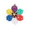 Handmade Glass Seed Beads, Loom Pattern, with 304 Stainless Steel Jump Rings, Flower Pendants, Colorful, 28.5x24.5x5.5mm, Hole: 3.5mm