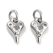 Brass Micro Pave Cubic Zirconia Charms, with Jump Ring, Heart, Platinum, Clear, 10x6.5x2.5mm, Hole: 3mm