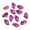 Electroplated Glass Pendants, Back Plated, Faceted, Polygon, Purple, 19x11x5mm, Hole: 1.2mm