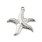 Non-Tarnish 304 Stainless Steel Pendants, Starfish Charms, Stainless Steel Color, 37x35x3mm, Hole: 3mm