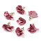 Cloth Pendant Decorations, with Acrylic Findings, Flower, Pale Violet Red, 25~30x28~35mm, Hole: 2mm