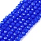 Opaque Solid Color Imitation Jade Glass Beads Strands, Faceted, Rondelle, Royal Blue, 2.3~2.7x1.5mm, Hole: 0.4mm, about 150~155pcs/strand, 32~33cm