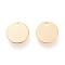 304 Stainless Steel Charms, Laser Cut, Stamping Blank Tag, Flat Round, Golden, 8x0.4mm, Hole: 1mm