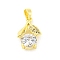 Brass Micro Pave Clear Cubic Zirconia Pendants, Real 18K Gold Plated, Leaf, 18x12.5x7.5mm, Hole: 5x3.5mm