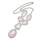 Natural Rose Quartz Necklaces, Brass Cable Chain Necklaces, Cadmium Free & Lead Free, 19.49 inch(49.5cm)