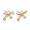 Brass Micro Pave Clear Cubic Zirconia Charms KK-C054-04G-1