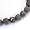 Natural Black Wood Lace Stone Round Bead Strands G-E334-6mm-03-2