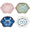 4Pcs 4 Colors Flambed Glazed Lotus Leaf Multi-Use Jewelry Plate for Rings Necklace Bracelet Display AJEW-FG0003-59-1