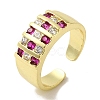 Rack Plating Brass Micro Pave Cubic Zirconia Cuff Rings RJEW-H228-13G-2